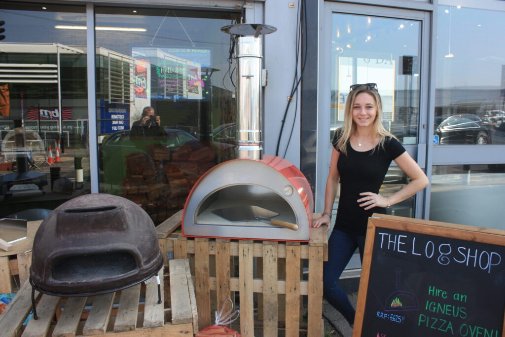 Pizza Ovens outside the physical The Log Shop store in Sheffield